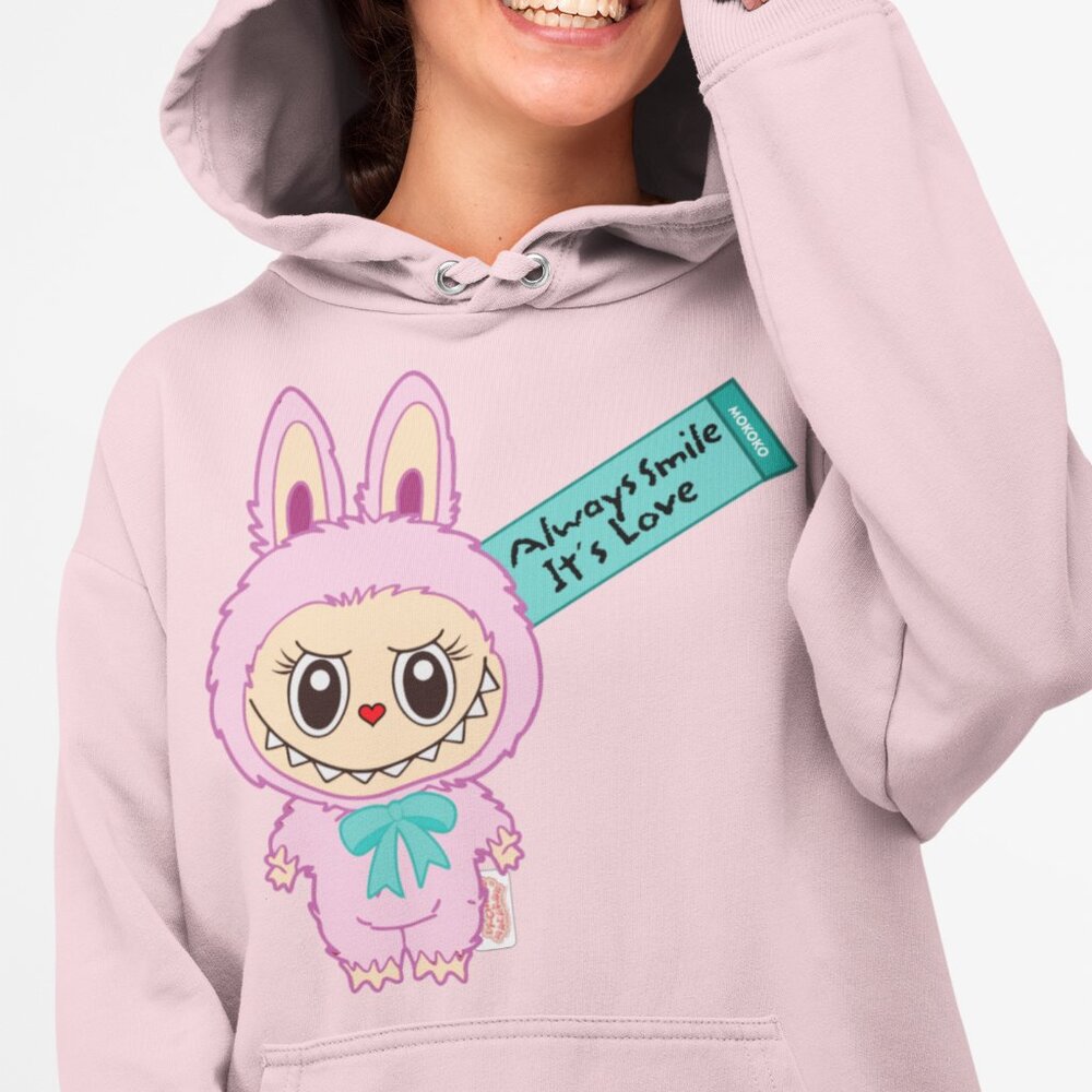 Labubu Hoodie – Labubu Elf Mokoko Graphic with Positive Message